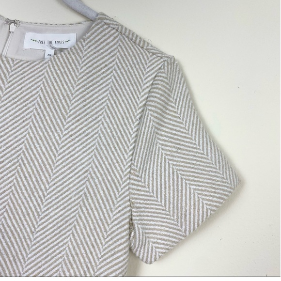 NWT FREE THE ROSES Anthro Herringbone Tweed Fringe Hem A-Line Mini Dress Boho - Picture 8 of 16